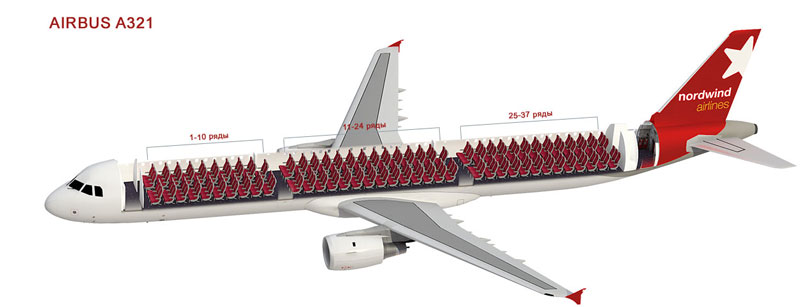 Схема посадочных мест A321 Nordwind
